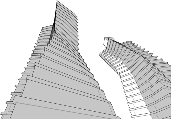 Abstract Purple Architectural Wallpaper Skyscraper Design Digital Concept Background — Stock Vector