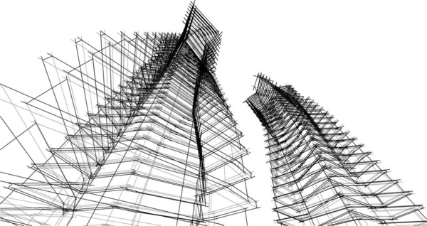 Abstract Purple Architectural Wallpaper Skyscraper Design Digital Concept Background — Vector de stock