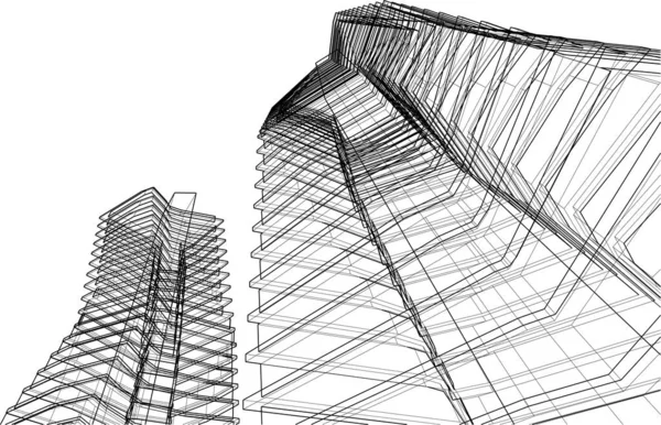 Abstract Purple Architectural Wallpaper Skyscraper Design Digital Concept Background — Stok Vektör
