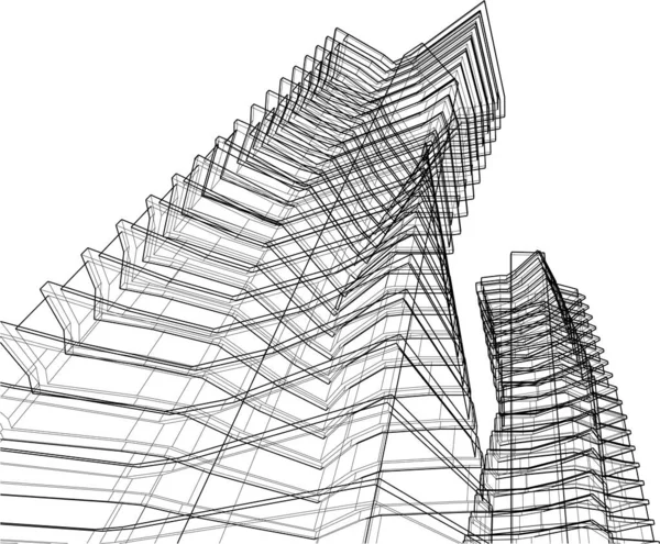 Abstract Purple Architectural Wallpaper Skyscraper Design Digital Concept Background —  Vetores de Stock