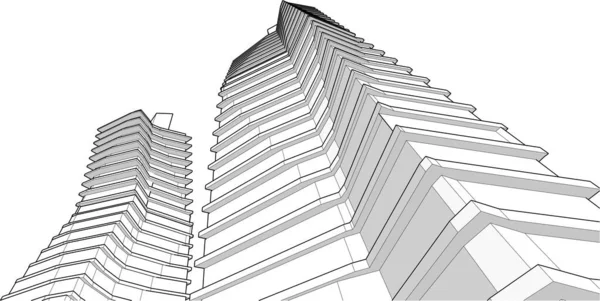 Abstrakte Lila Architektonische Tapete Wolkenkratzer Design Digitales Konzept Hintergrund — Stockvektor