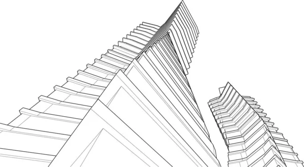 抽象的な紫色の建築壁紙超高層ビルのデザインデジタルコンセプトの背景 — ストックベクタ