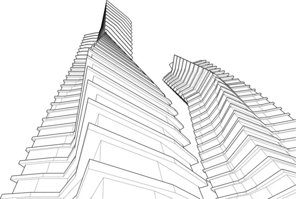 Abstract Paars Architectonisch Behang Wolkenkrabber Ontwerp Digitaal Concept Achtergrond — Stockvector