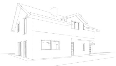 Binanın mimari 3d çizim çizim ev