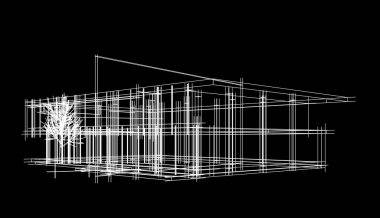 Binanın mimari 3d çizim çizim ev