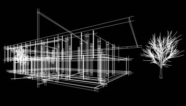 Binanın mimari 3d çizim çizim ev