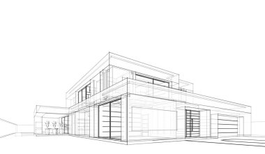 Binanın mimari 3d çizim çizim ev