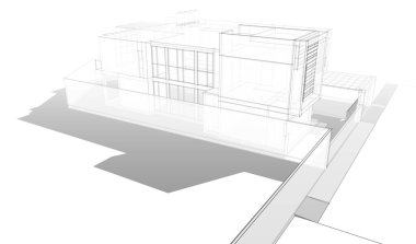 Binanın mimari 3d çizim çizim ev