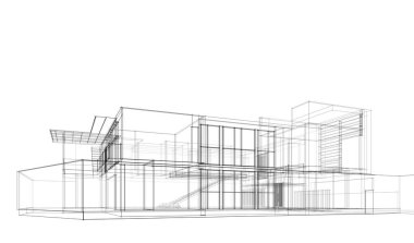 Binanın mimari 3d çizim çizim ev