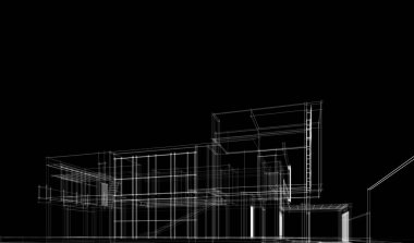 Binanın mimari 3d çizim çizim ev