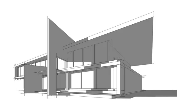 House Building Architectural Drawing Illustration — Stock Photo, Image