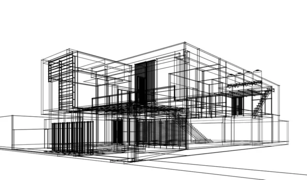 House Building Architectural Drawing Illustration — Stock Photo, Image