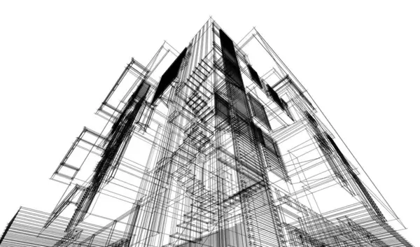 Abstract Architectonisch Behang Hoog Gebouw Ontwerp Digitaal Concept Achtergrond — Stockfoto