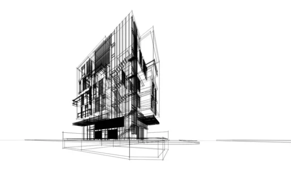 Abstract Architectural Wallpaper High Building Design Digital Concept Background —  Fotos de Stock