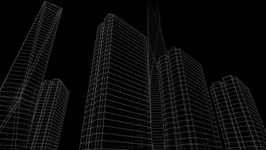 abstract architectural wallpaper high building design, digital concept background