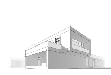 Binanın mimari 3d çizim çizim ev