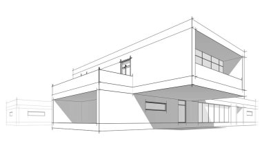 Binanın mimari 3d çizim çizim ev