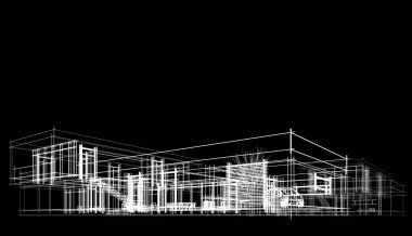 Binanın mimari 3d çizim çizim ev