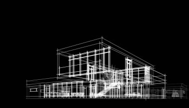 Binanın mimari 3d çizim çizim ev