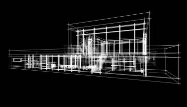 Binanın mimari 3d çizim çizim ev