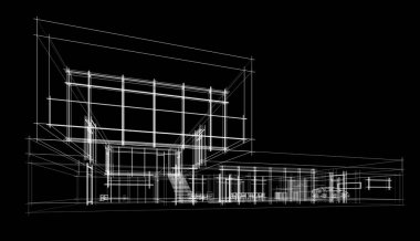 Binanın mimari 3d çizim çizim ev