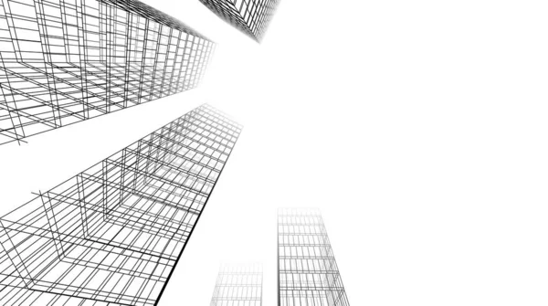 建筑墙纸高楼设计 数字概念背景 — 图库照片