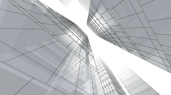 Abstract Architectonisch Behang Hoog Gebouw Ontwerp Digitaal Concept Achtergrond — Stockfoto