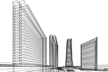 abstract architectural wallpaper high building design, digital concept background