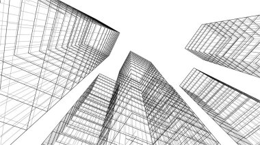 abstract architectural wallpaper high building design, digital concept background