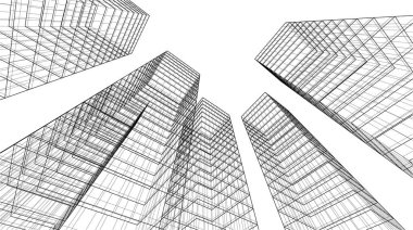 abstract architectural wallpaper high building design, digital concept background