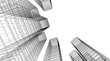 abstract architectural wallpaper high building design, digital concept background