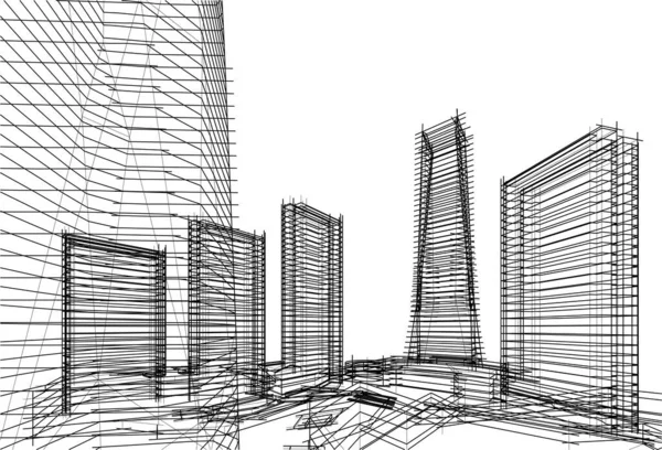 Abstract Architectural Wallpaper High Building Design Digital Concept Background — Vector de stock