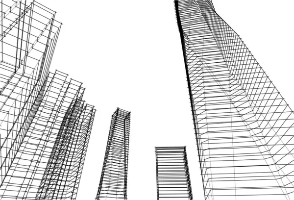 Abstract Architectural Wallpaper High Building Design Digital Concept Background — Stockvektor