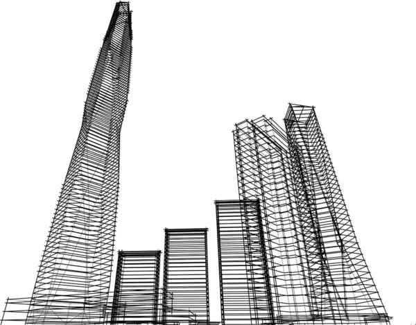 Abstract Architectural Wallpaper High Building Design Digital Concept Background — Vector de stoc