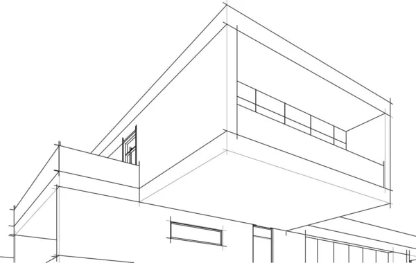 Binanın Mimari Çizim Çizim — Stok Vektör
