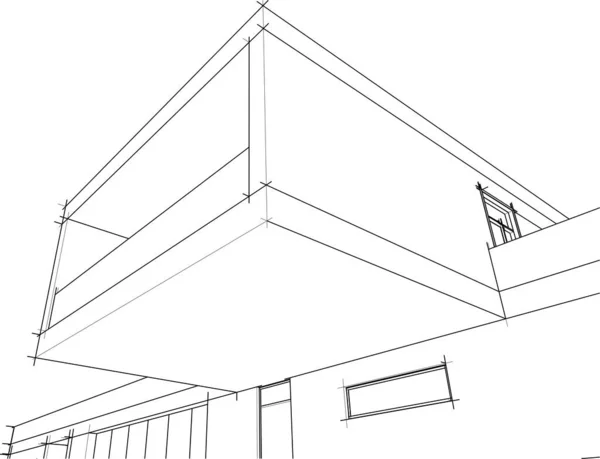 Ház Épület Építészeti Rajz Illusztráció — Stock Vector