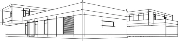 Hus Bygning Arkitektonisk Tegning Illustration – Stock-vektor