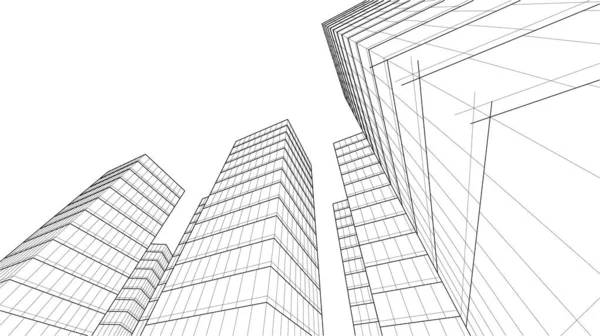 Abstract Architectural Wallpaper High Building Design Digital Concept Background — Vetor de Stock