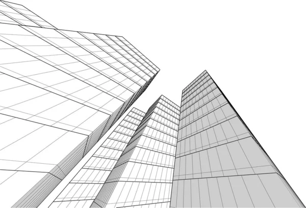 Abstraktní Architektonické Tapety Vysoká Budova Design Digitální Koncept Pozadí — Stockový vektor