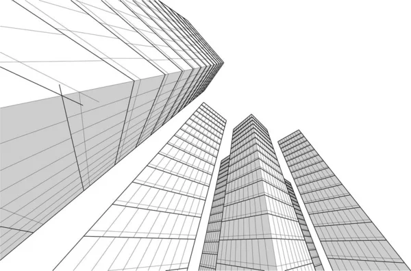 Papier Peint Architectural Abstrait Design Bâtiment Élevé Fond Concept Numérique — Image vectorielle