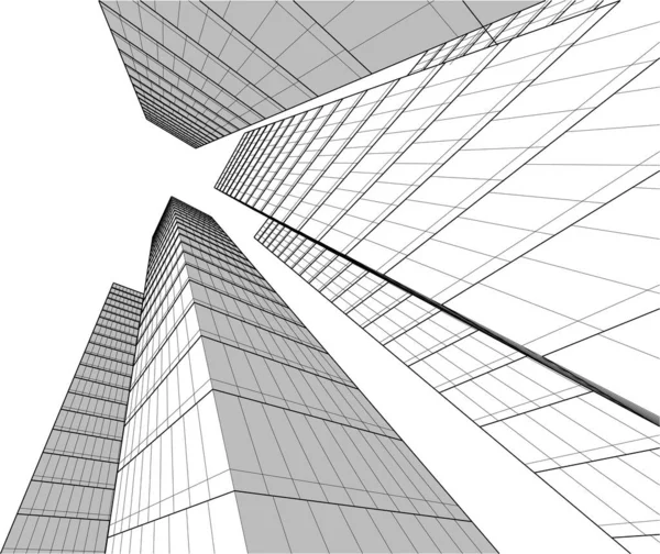 Abstrakt Arkitektonisk Tapet Hög Byggnad Design Digitalt Koncept Bakgrund — Stock vektor