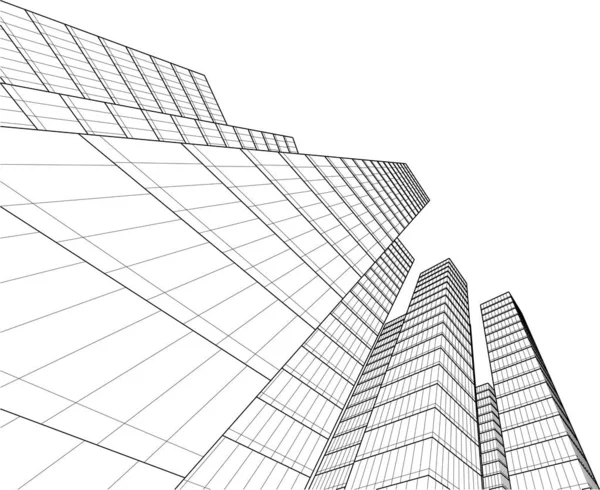 Abstract Architectural Wallpaper High Building Design Digital Concept Background — Stok Vektör