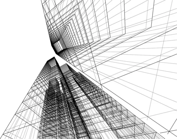 Abstract Architectural Wallpaper High Building Design Digital Concept Background — 图库矢量图片