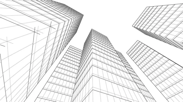 Абстрактні Архітектурні Шпалери Високий Дизайн Будівлі Цифровий Концепт Фон — стоковий вектор