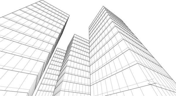 Abstract Architectural Wallpaper High Building Design Digital Concept Background — ストックベクタ