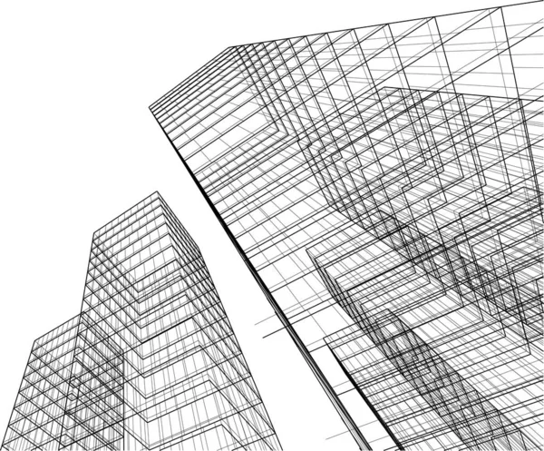 Abstract Architectural Wallpaper High Building Design Digital Concept Background — ストックベクタ