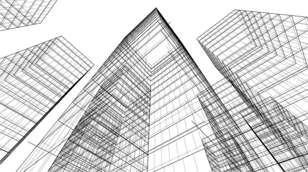 Papel Pintado Arquitectónico Abstracto Alto Diseño Del Edificio Fondo Concepto — Vector de stock