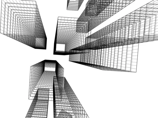 Abstract Architectural Wallpaper High Building Design Digital Concept Background — Stok Vektör