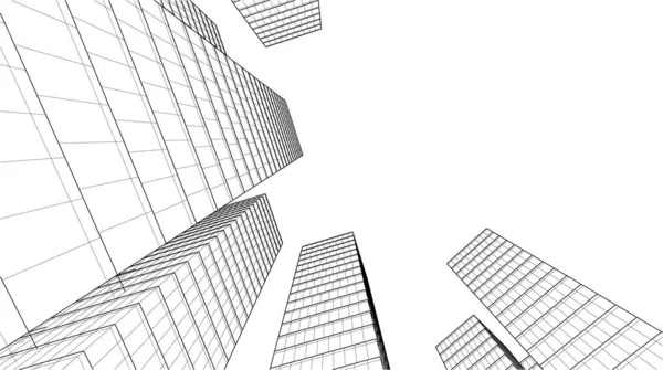 Abstrakte Architektonische Tapete Hohe Gebäude Design Digitales Konzept Hintergrund — Stockvektor