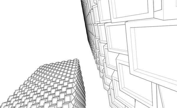 Абстрактные Архитектурные Обои Высокого Дизайна Здания Цифровой Концептуальный Фон — стоковый вектор